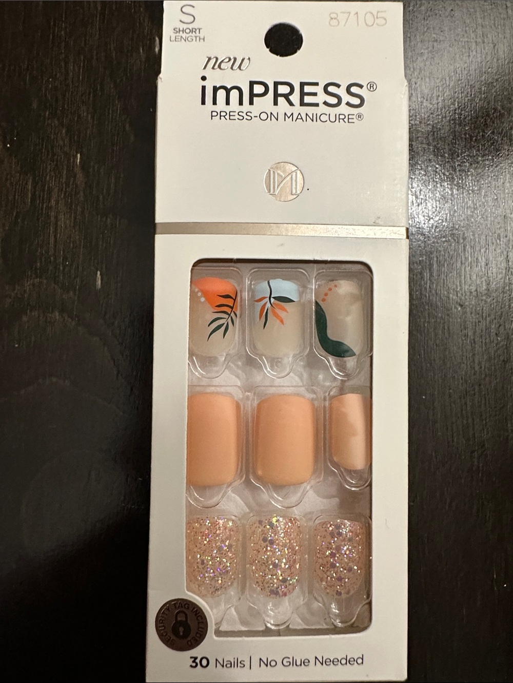 imPRESS Peach Floral & Glitter Press-On Nails